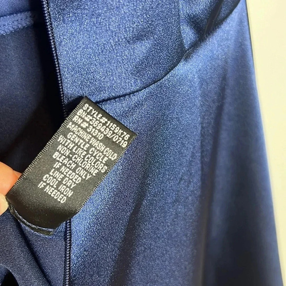 I.N. San Francisco Navy Blue Scalloped Cocktail Mini Dress Metallic Wedding - Picture 10 of 10